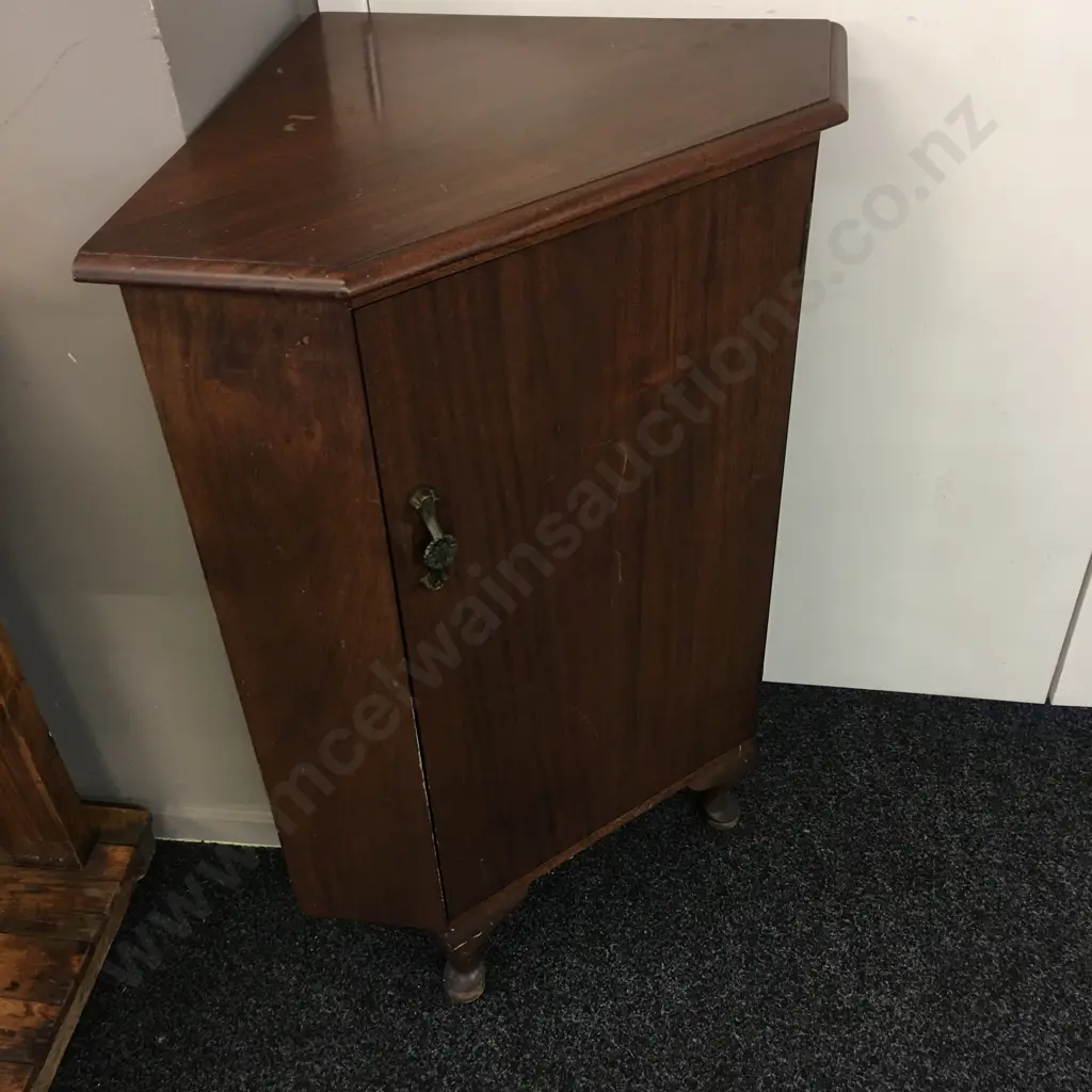 Antique Mahogany Corner Cabinet Cabriole Legs Single Door Two Shelves H94, W72,D49cm. Image 1++