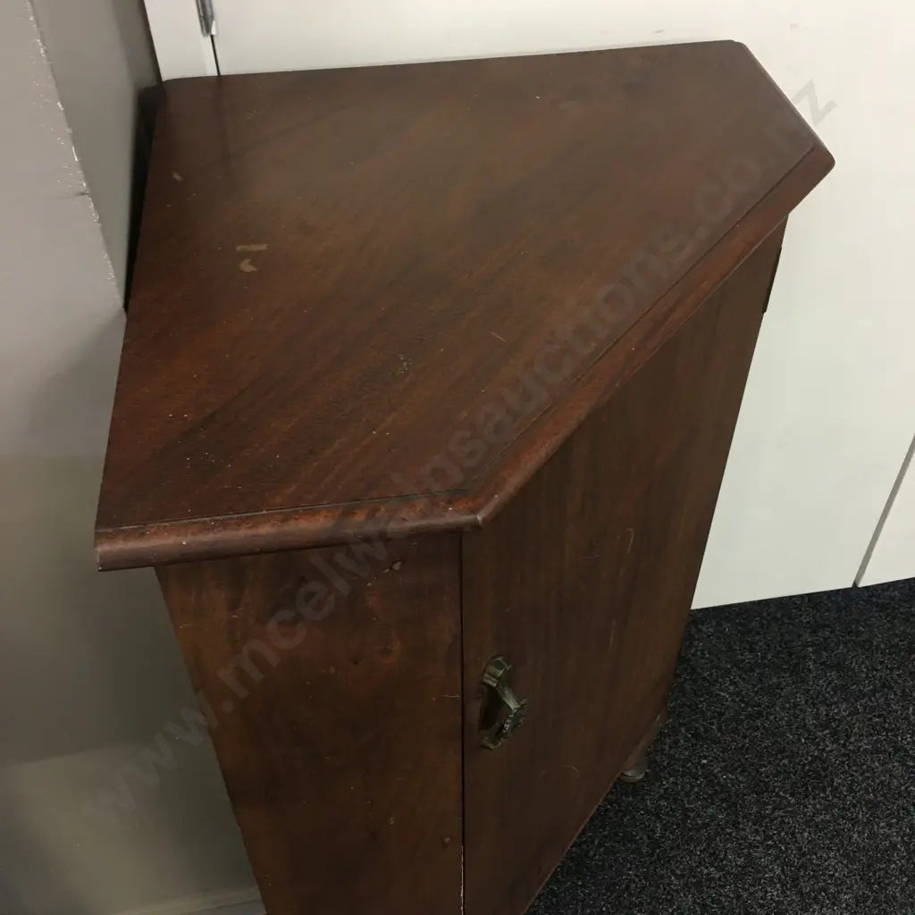 Antique Mahogany Corner Cabinet Cabriole Legs Single Door Two Shelves H94, W72,D49cm. Image 1++