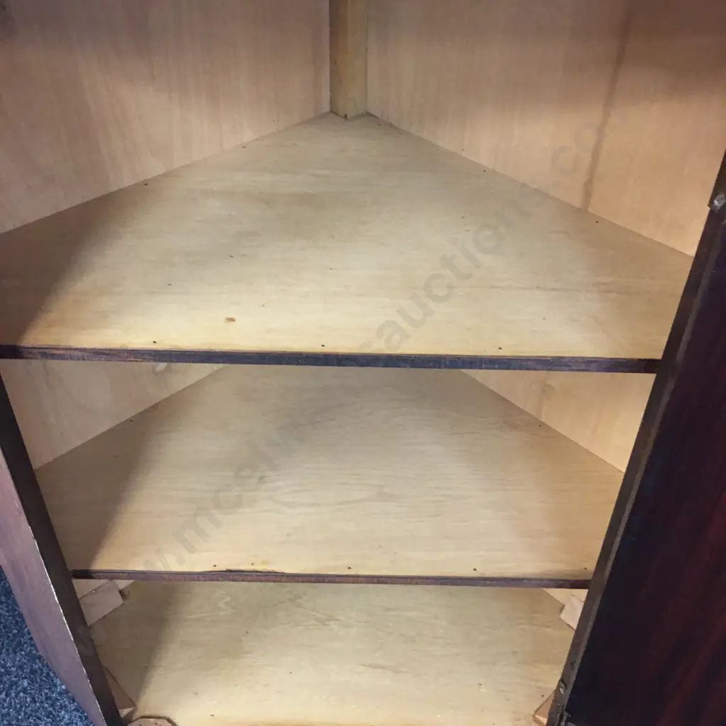 Antique Mahogany Corner Cabinet Cabriole Legs Single Door Two Shelves H94, W72,D49cm. Image 1++