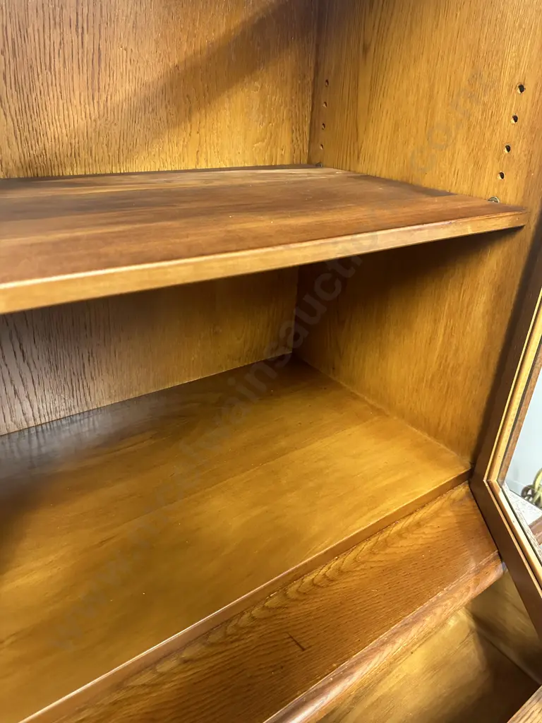 Oak Barley Twist Display Cabinet, Single Glass Door With Key, 3 Drawers On A Stretcher Base. H169 W66 D46cm Image 1++