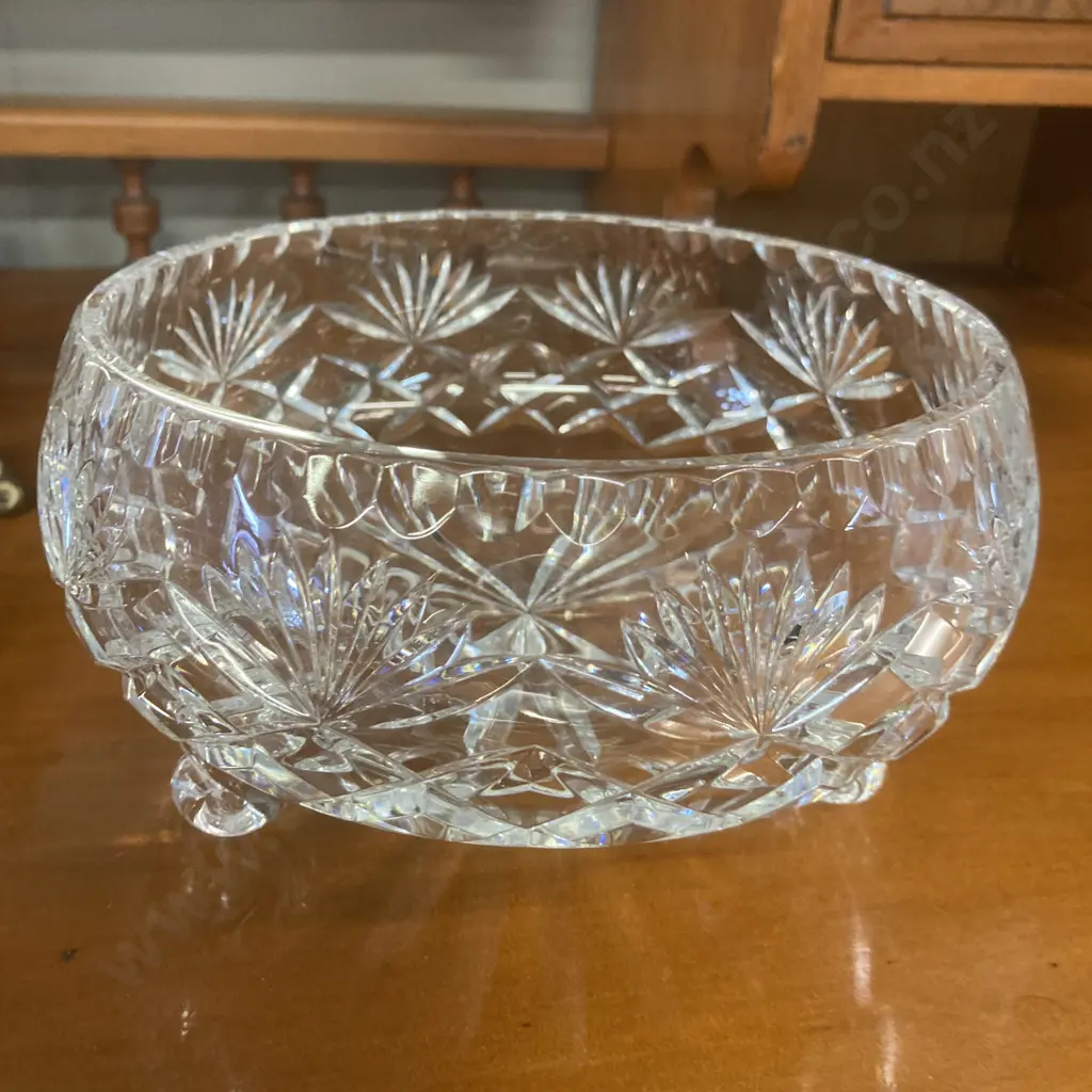 Vintage Lead Crystal Rectangular Serving Tray. 41 x 26.5cm, Footed Crystal Bowls & Crystal Dish Image 1++