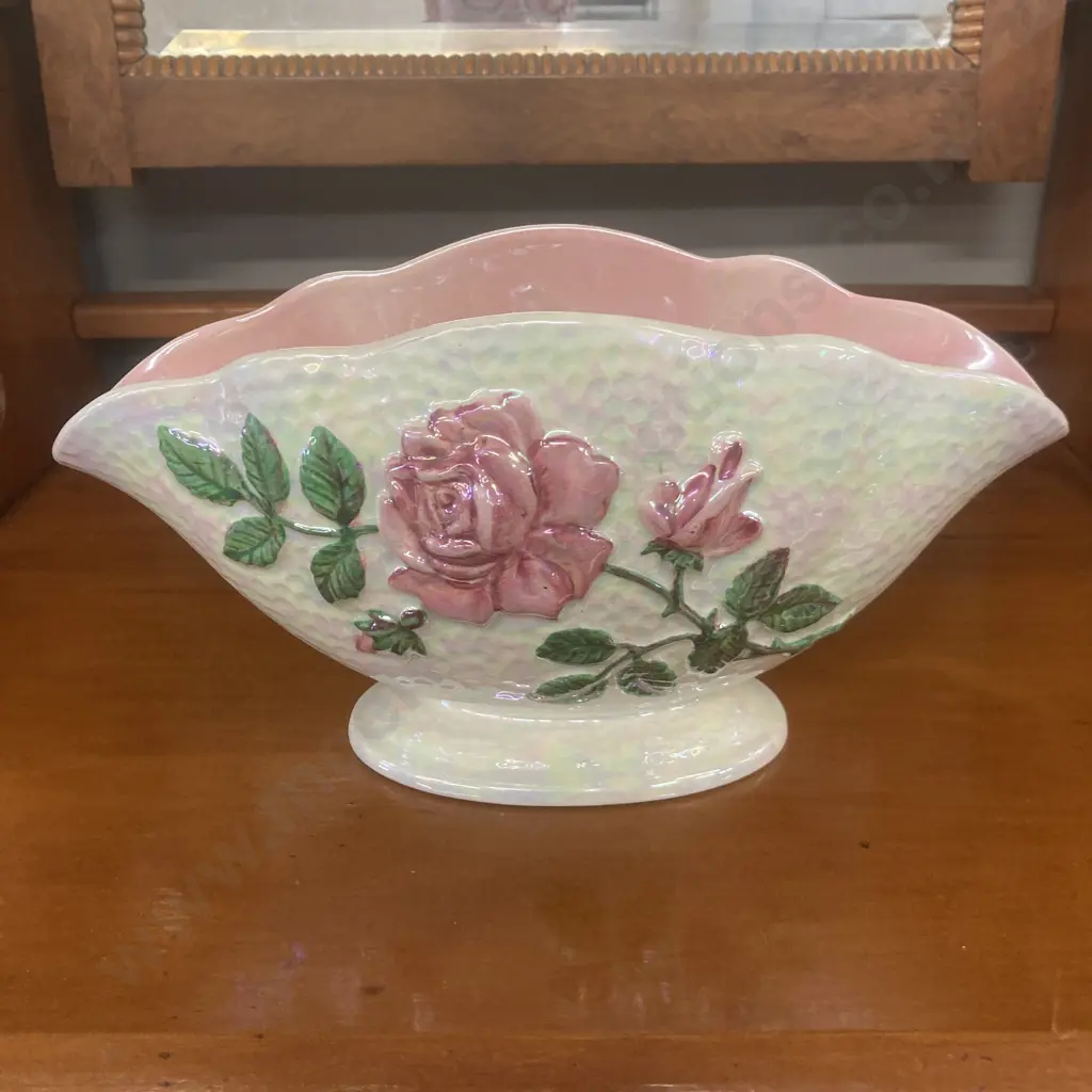 Maling Art Deco Lustre Pottery "Roses" Mantle Vase. 15 x 29.5cm Image 1++