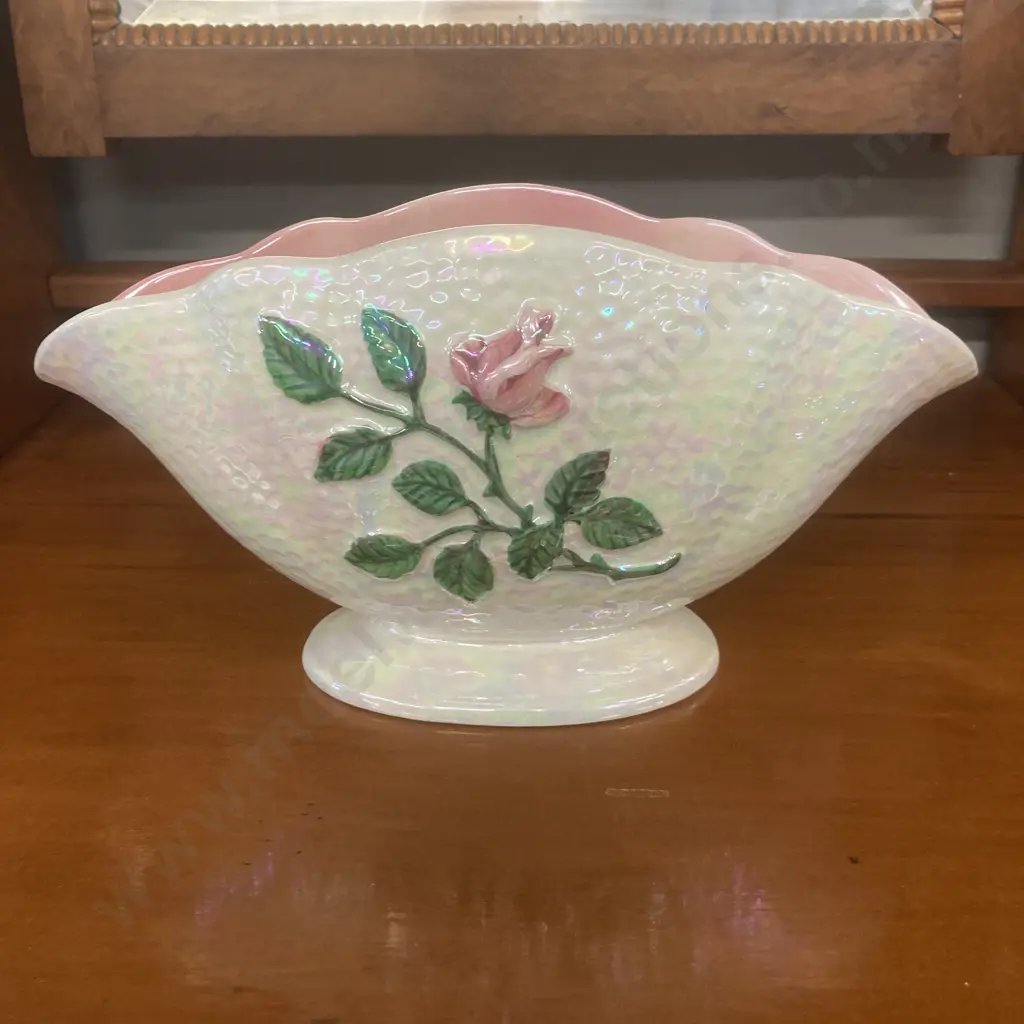 Maling Art Deco Lustre Pottery "Roses" Mantle Vase. 15 x 29.5cm Image 1++