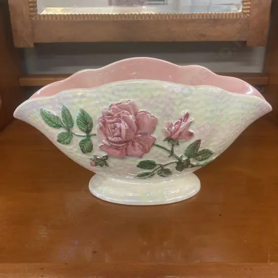 Maling Art Deco Lustre Pottery "Roses" Mantle Vase. 15 x 29.5cm