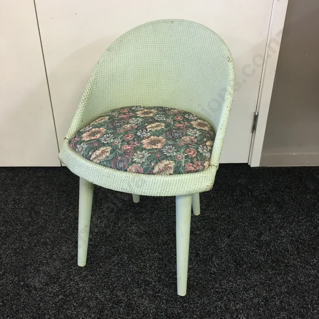 Antique Wicker Bedroom Chair Painted Spearment Colour And Patterned Upholstered Seat Image 1++