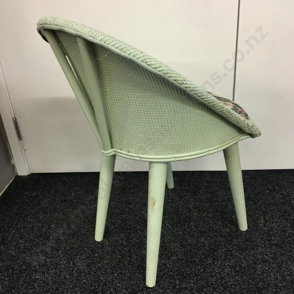 Antique Wicker Bedroom Chair Painted Spearment Colour And Patterned Upholstered Seat Image 1++