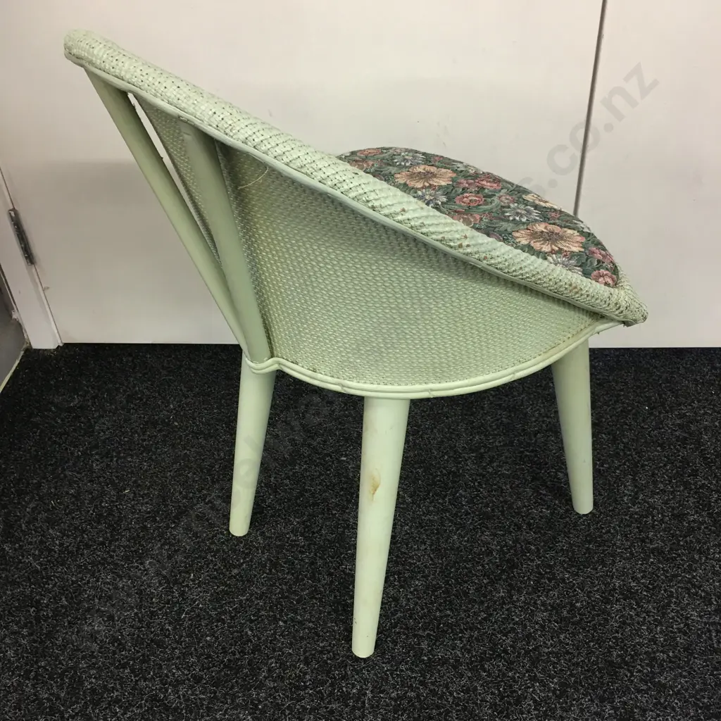 Antique Wicker Bedroom Chair Painted Spearment Colour And Patterned Upholstered Seat Image 1++