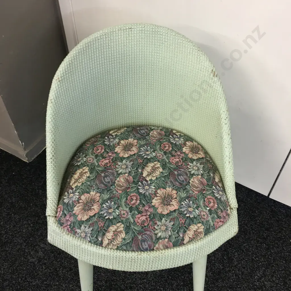 Antique Wicker Bedroom Chair Painted Spearment Colour And Patterned Upholstered Seat Image 1++