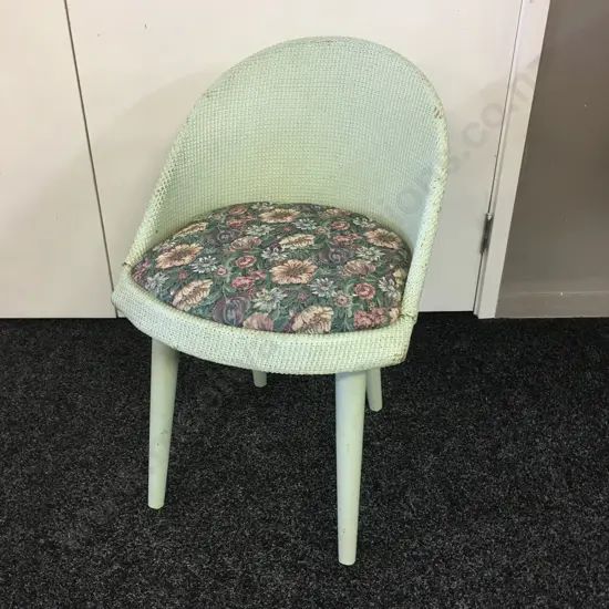 Antique Wicker Bedroom Chair Painted Spearment Colour And Patterned Upholstered Seat