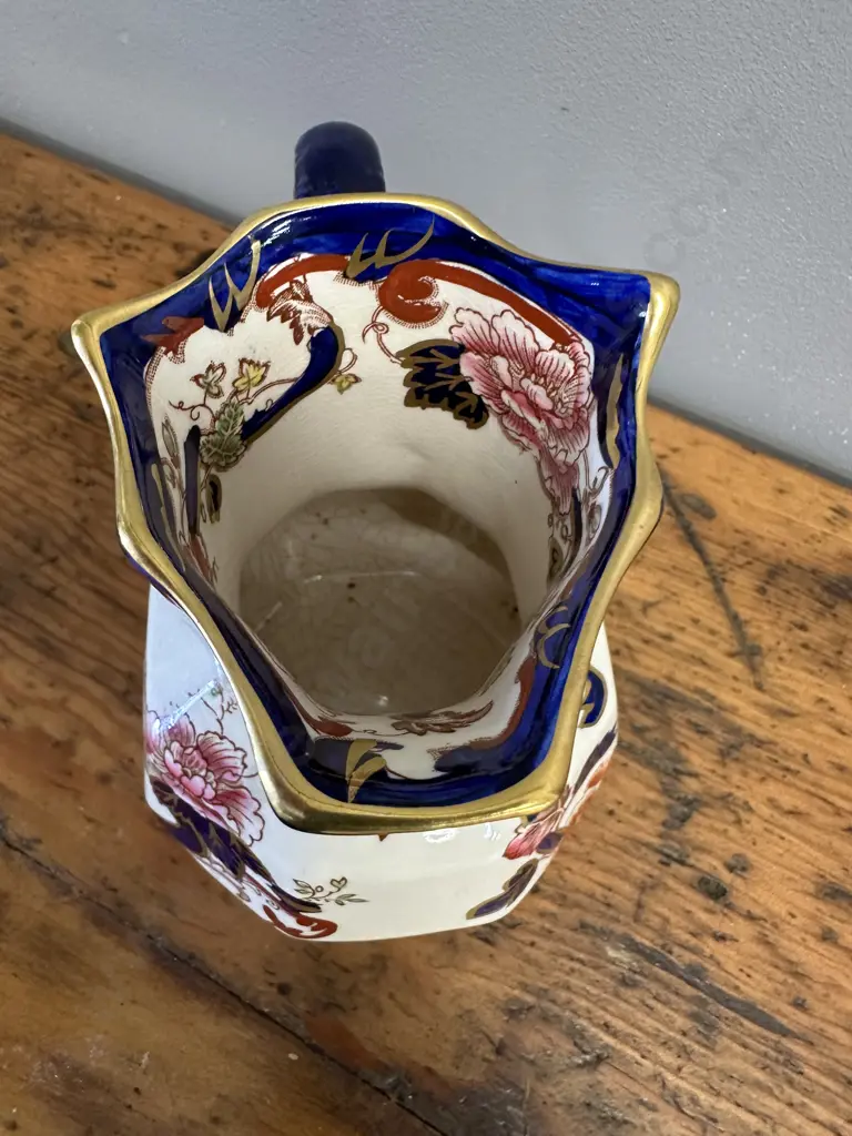Masons Patent Ironstone Jug In Ornate Mandalay Blue Pattern H13cm. Image 1++