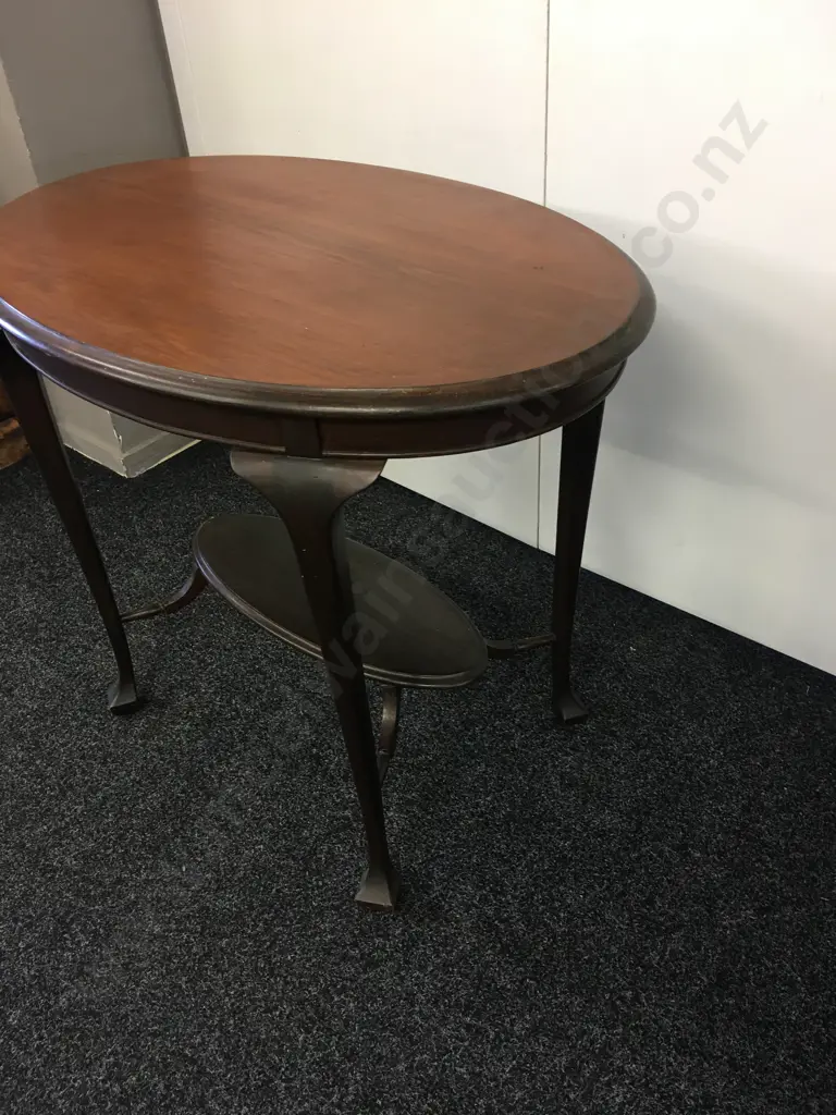 Vintage Mahogany Oval Side Table Two Tier H77,W92,D61cm. Image 1++