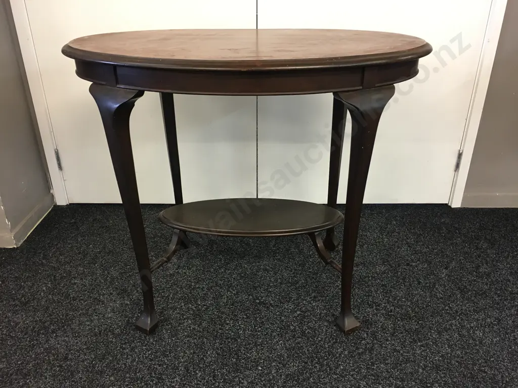 Vintage Mahogany Oval Side Table Two Tier H77,W92,D61cm. Image 1++