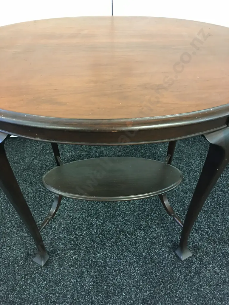 Vintage Mahogany Oval Side Table Two Tier H77,W92,D61cm. Image 1++
