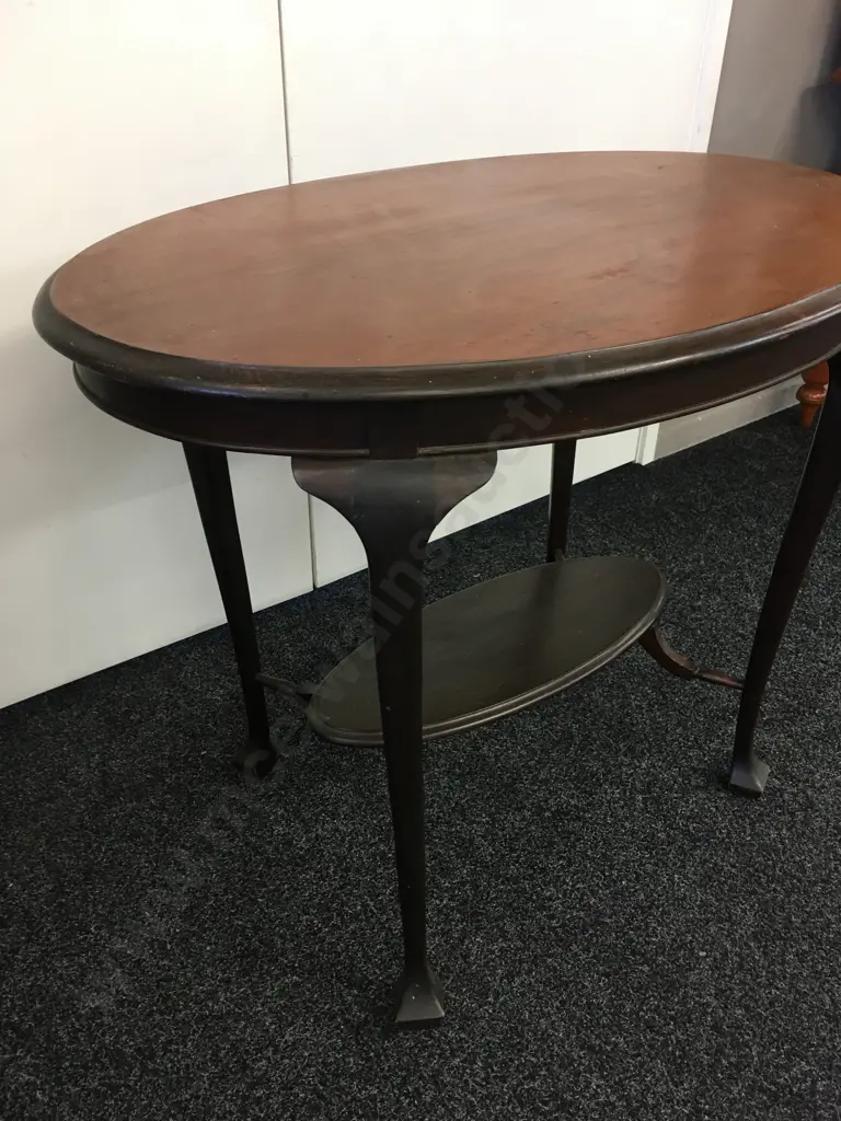 Vintage Mahogany Oval Side Table Two Tier H77,W92,D61cm. Image 1++