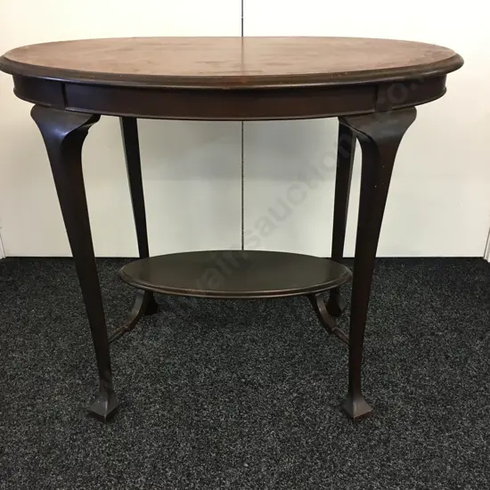 Vintage Mahogany Oval Side Table Two Tier H77,W92,D61cm.