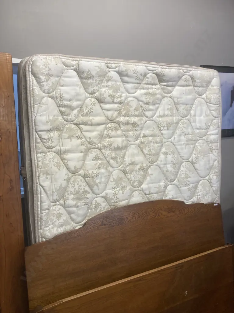 Double Bed - Oak Ends With Pine Rails, Windsor Orthopaedic Back Care Mattress Image 1++