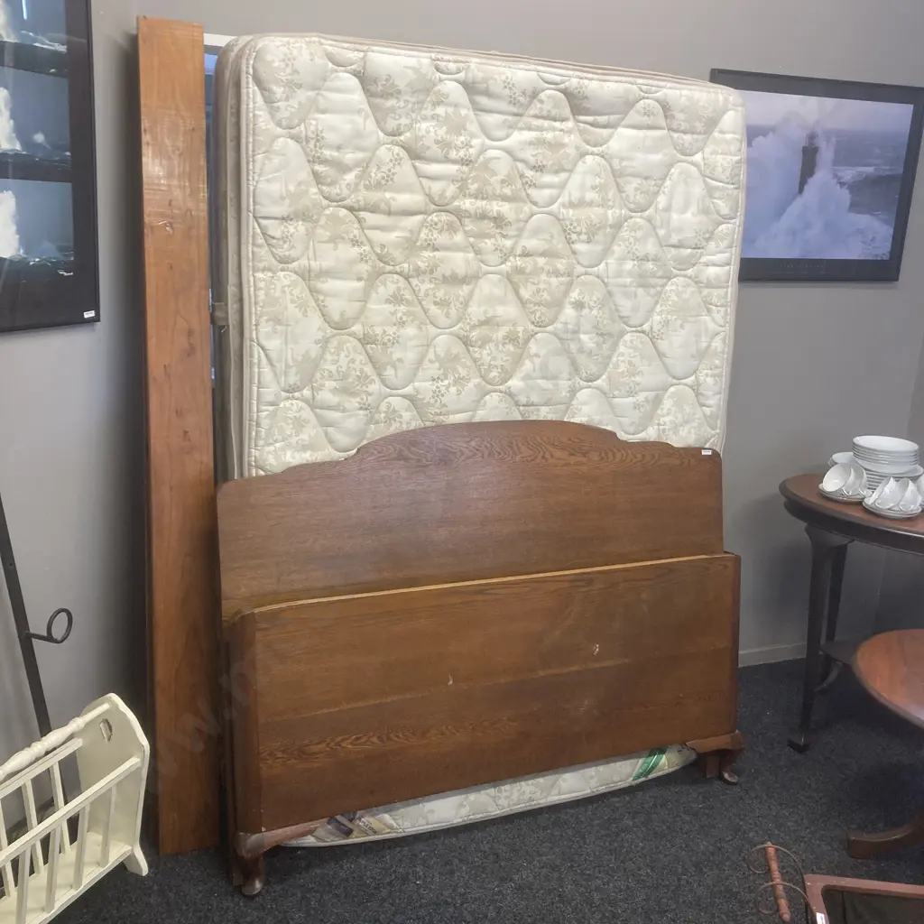 Double Bed - Oak Ends With Pine Rails, Windsor Orthopaedic Back Care Mattress Image 1++