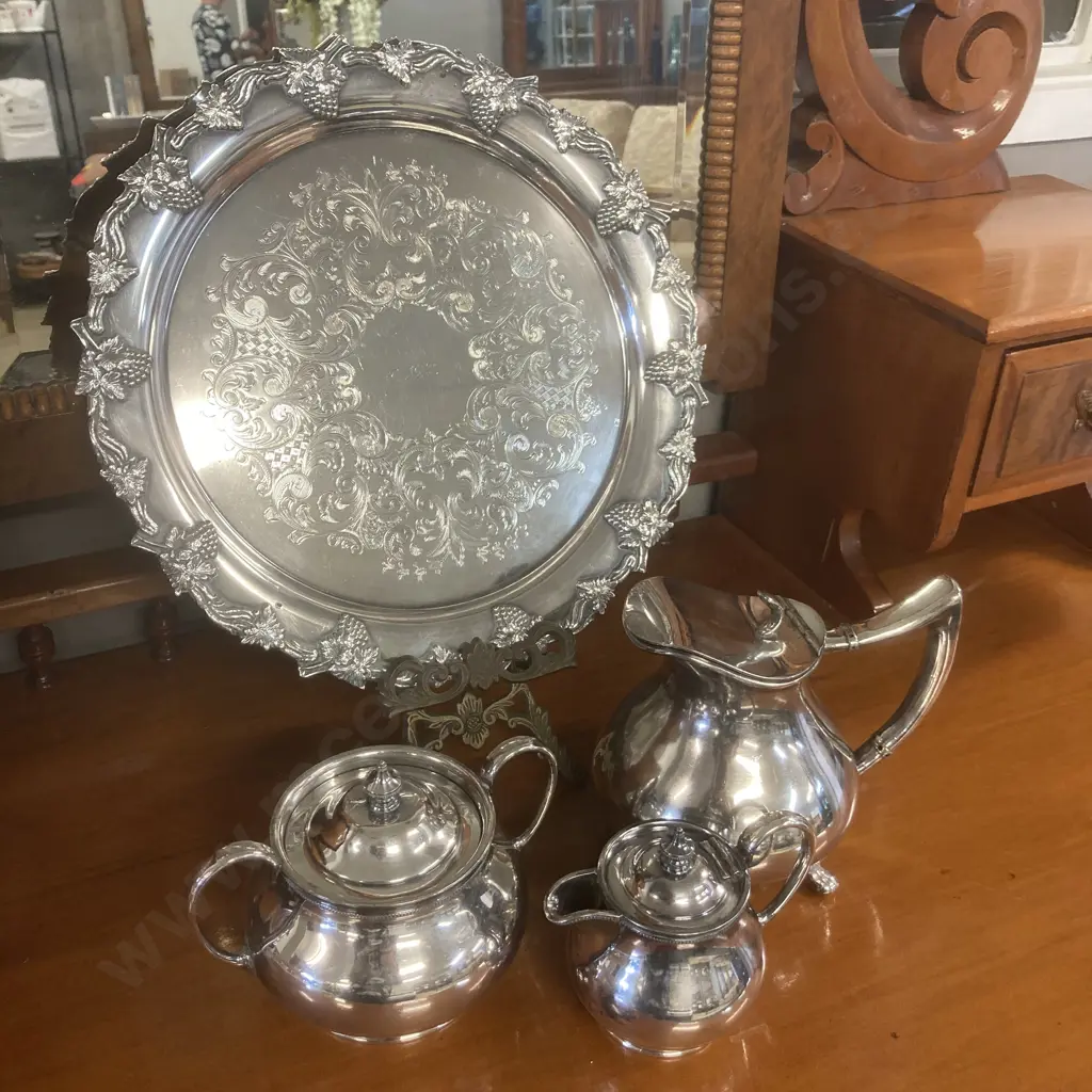 James Dixon & Sons 2469, Victorian Silver Plate on Britannic Metal Teapot & Sugar Bowl With Gold Gilt Washed Interiors Image 1++