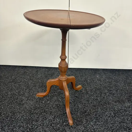 Mahogany Wine Table With Tri-Feet. 58 x 38cm (Top Split)