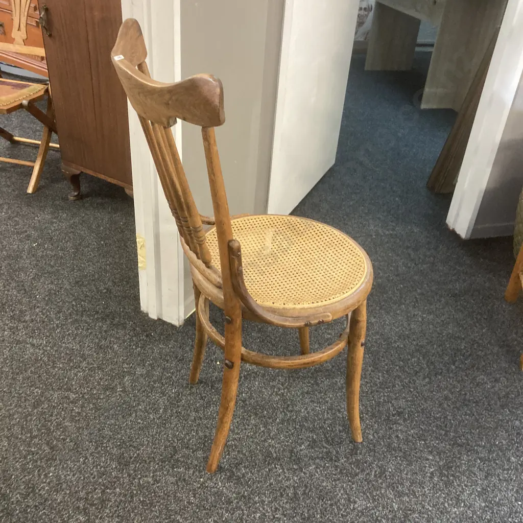 Antique Farmhouse Spindle Back Dining Chair With Cane Seat (As Found Condition) Image 1++