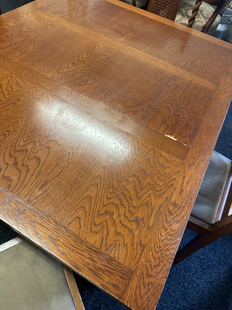 Oak Barley Twist Extension Table With Set of 6 Barley Twist Dining Chairs Image 1++