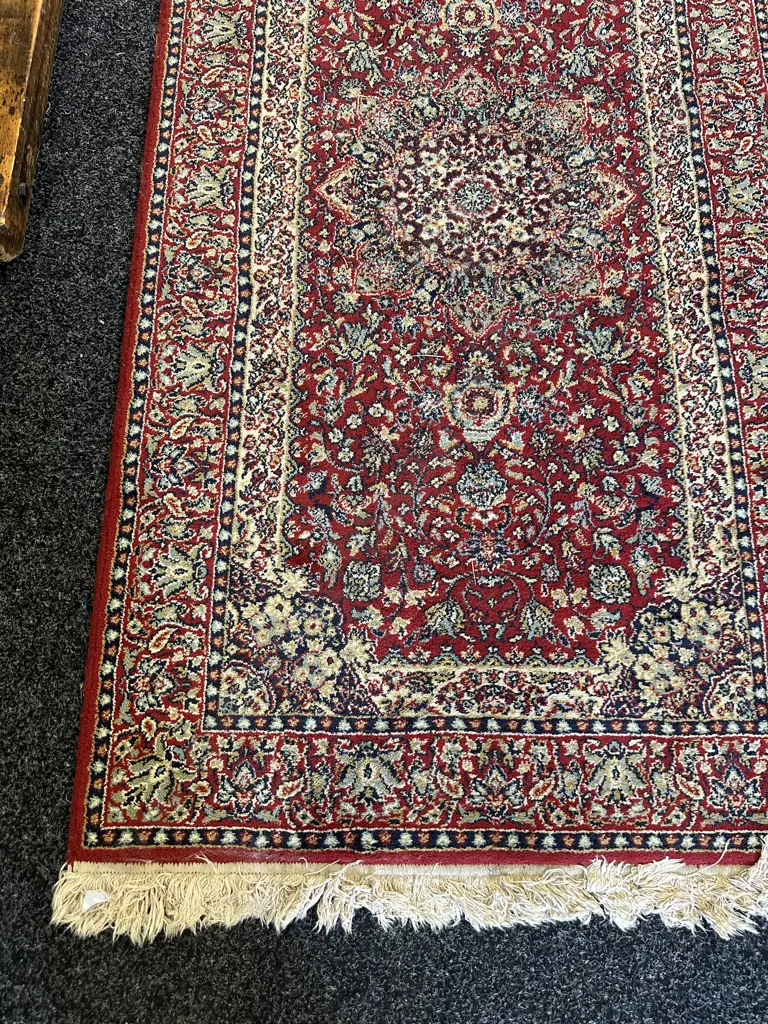 Persian Style Rug Red, Cream & Blue Tones L156,W80cm. Image 1++