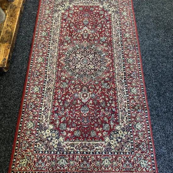 Persian Style Rug Red, Cream & Blue Tones L156,W80cm.