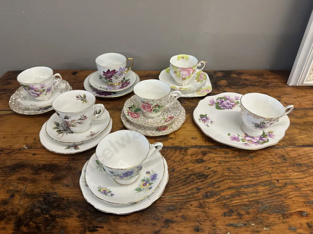 Selection Of Vintage Trios x6 & Royal Albert Tennis Set Image 1++