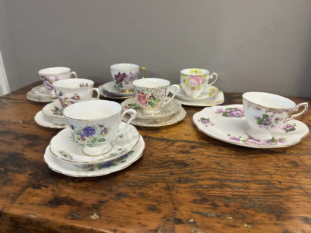Selection Of Vintage Trios x6 & Royal Albert Tennis Set Image 1++