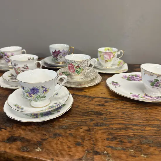 Selection Of Vintage Trios x6 & Royal Albert Tennis Set