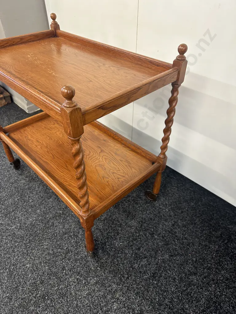 Oak Barley Twist Tea Trolley Image 1++