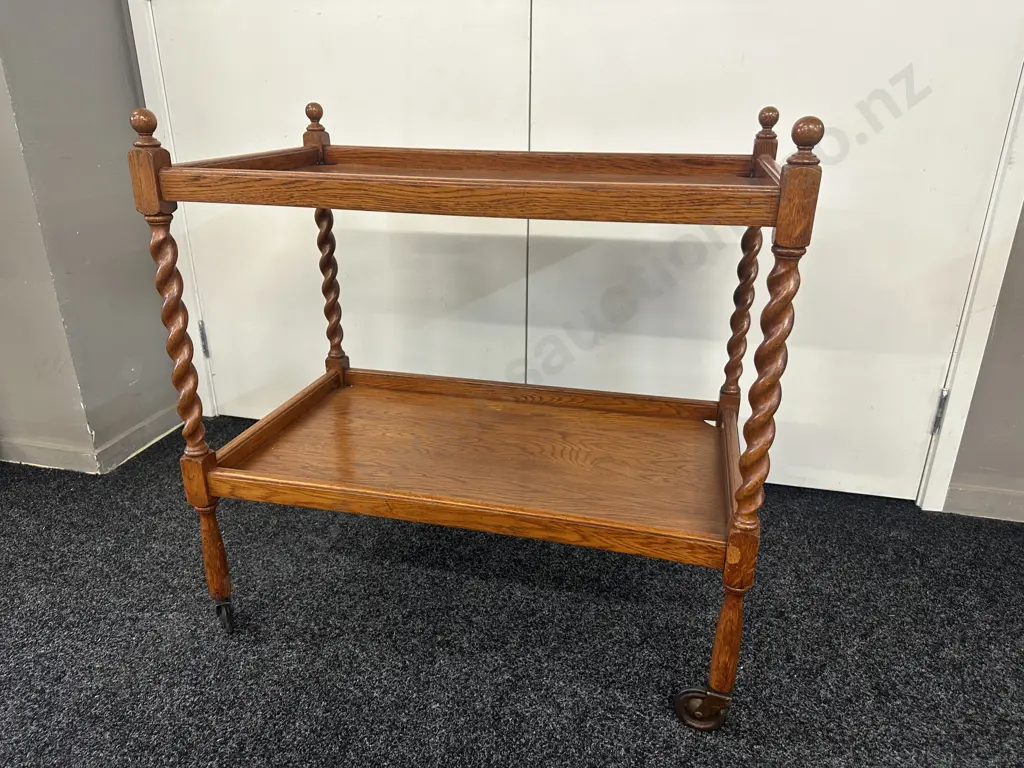 Oak Barley Twist Tea Trolley Image 1++