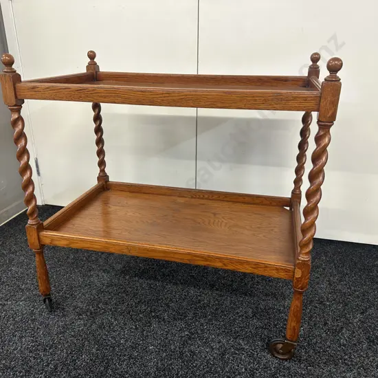Oak Barley Twist Tea Trolley