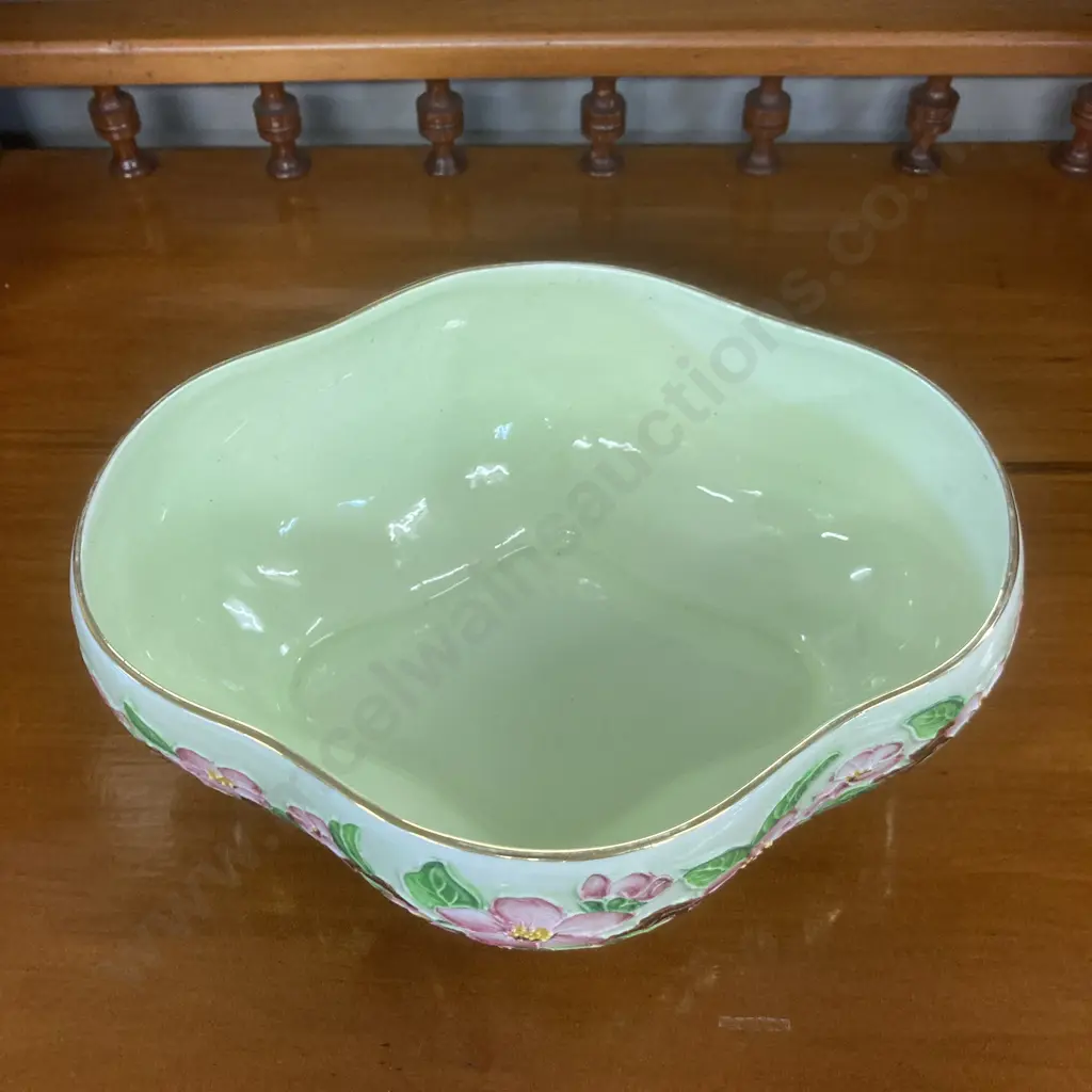1950's Maling Lustre Ware 'Blossom Bough, Ruby Ground' Lustre Posie Oval Bowl. Number 6576. H9 W23.5 D19cm Image 1++