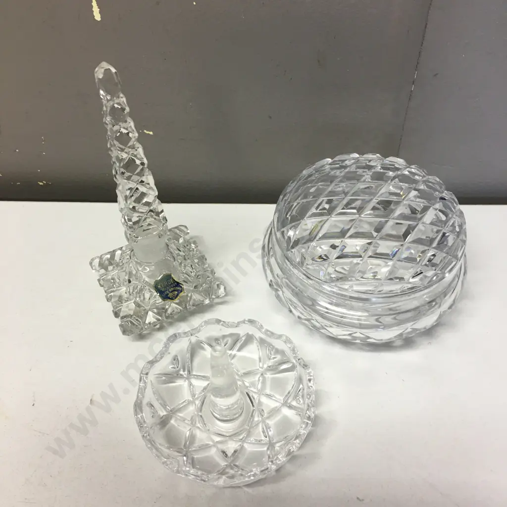 Crystal Trinket Dish, Ring Holder & Perfume Bottle Image 1++