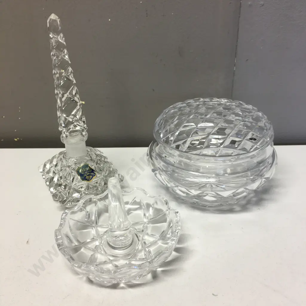 Crystal Trinket Dish, Ring Holder & Perfume Bottle Image 1++