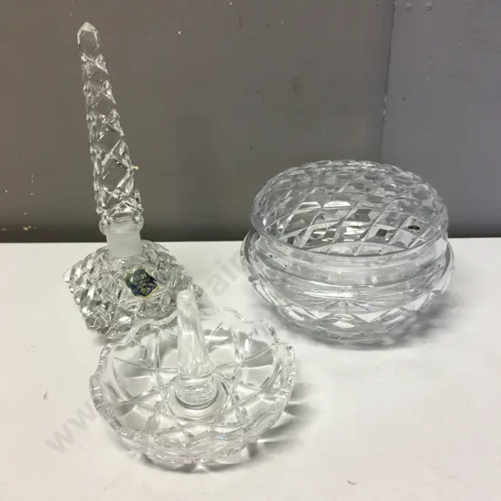 Crystal Trinket Dish, Ring Holder & Perfume Bottle