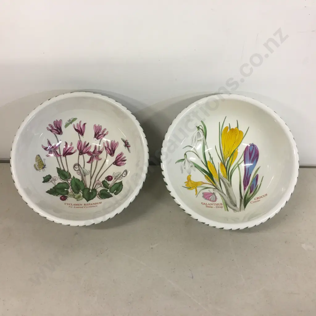 Portmeirion Botanical Garden China Bowls Cyclamen & Galanthus Dia14cm. Image 1++