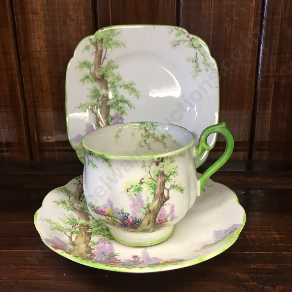 Vintage Royal Albert Trio 'Greenwood Tree' Reg # 774783 Image 1++