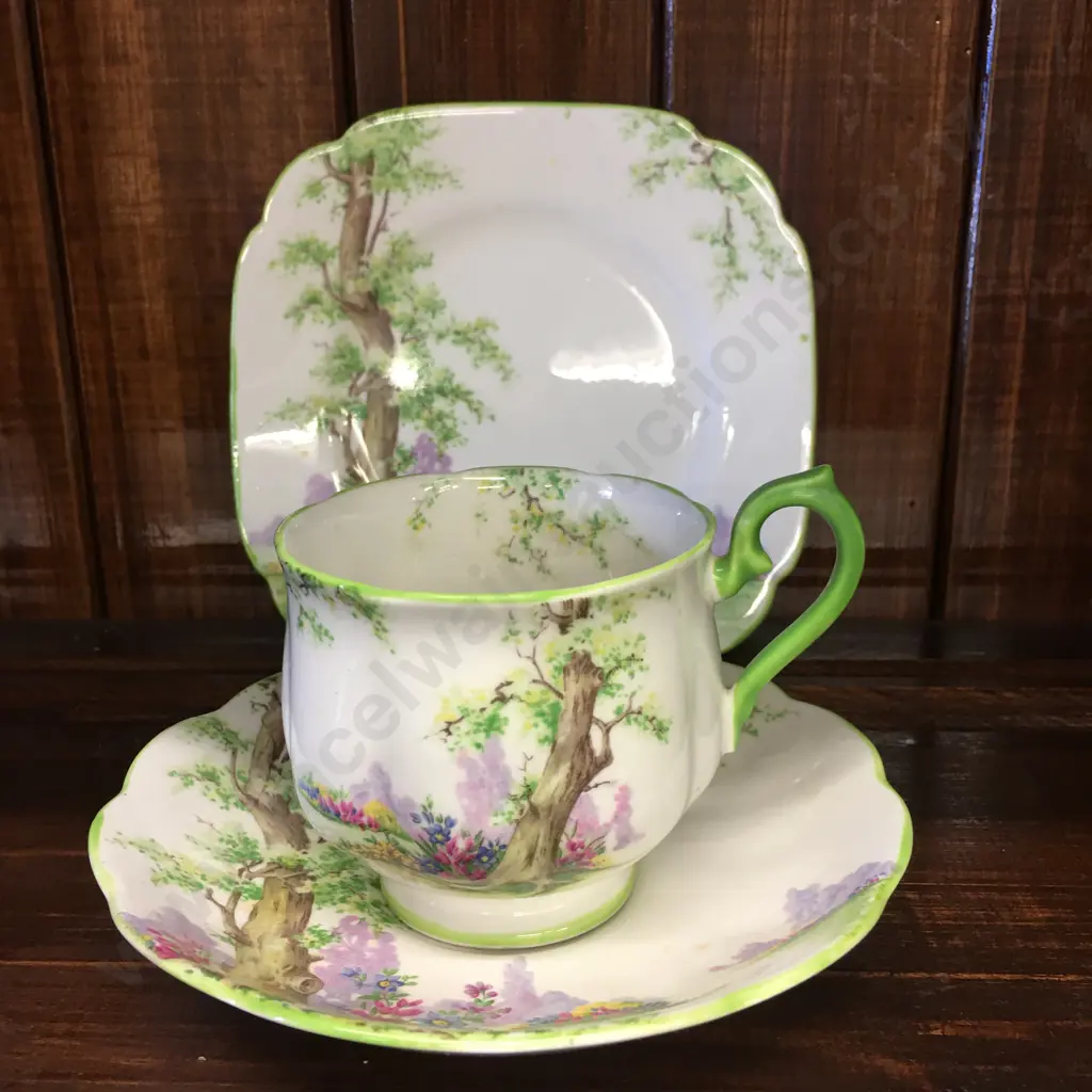 Vintage Royal Albert Trio 'Greenwood Tree' Reg # 774783 Image 1++