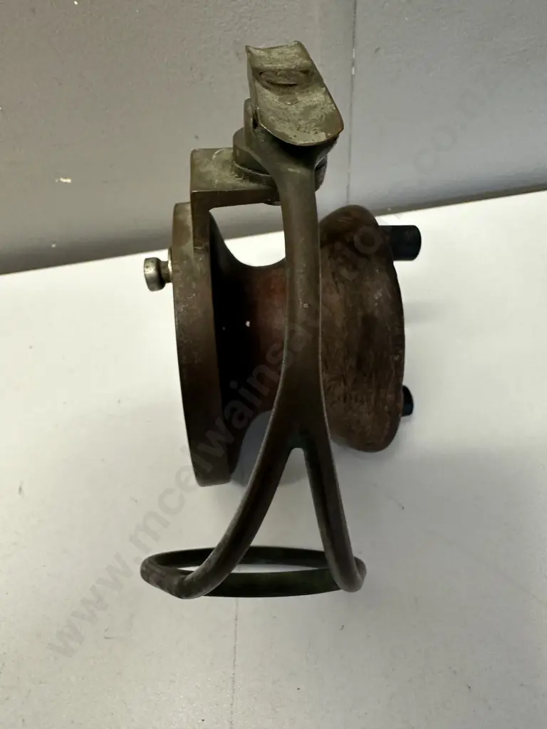 Lees Lixall Wood & Brass Sidecast Reel c1920, Australian Silky Oak, Bakelite Knobs Image 1++