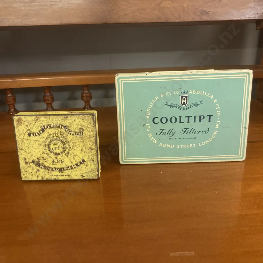 Vintage British Cigarette Tins - Ardath Tobacco Co 'State Express 555' &  Abdulla 'Cooltipt' (Not Saleable Donated) Image 1++