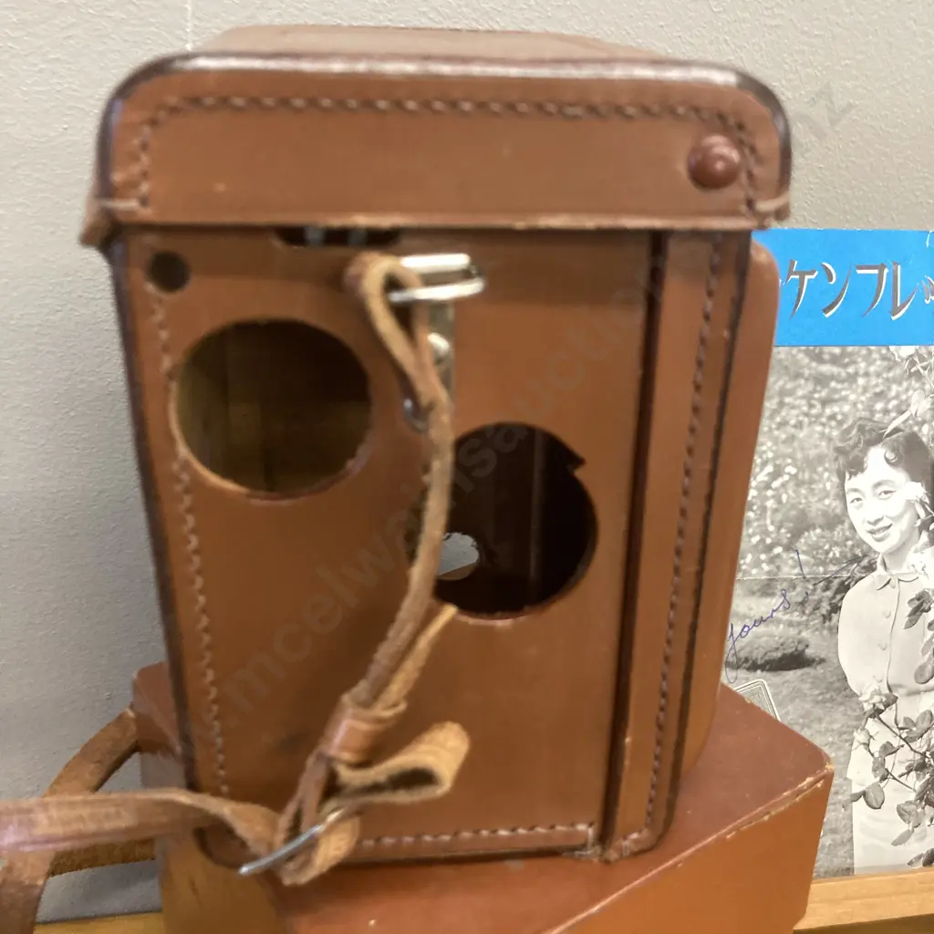 Rare 1950s Nippon Nikkenflex Japanese Medium Format TLR Camera 7.5cm f3.5. Box, Leather Case & Instruction Manual Image 1++
