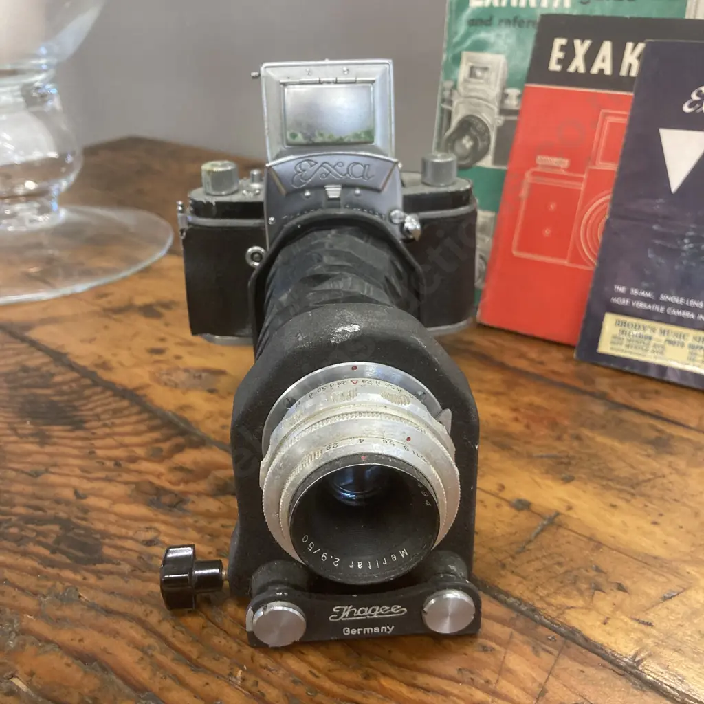 Rare IHAGEE Dresden EXA 1950's SLR Film Camera With E.Ludwig Meritar 50Mm F2.9 Lens & Ihagee Bellows Image 1++