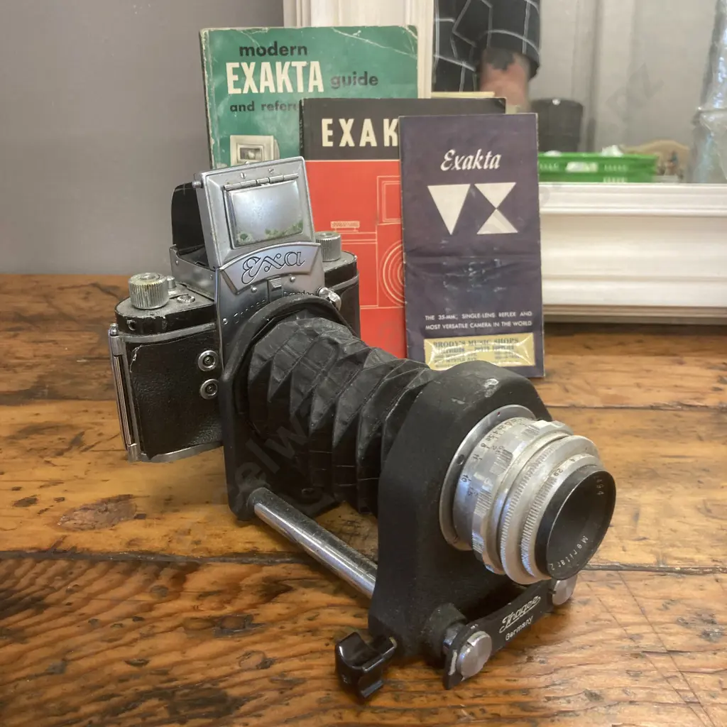 Rare IHAGEE Dresden EXA 1950's SLR Film Camera With E.Ludwig Meritar 50Mm F2.9 Lens & Ihagee Bellows Image 1++