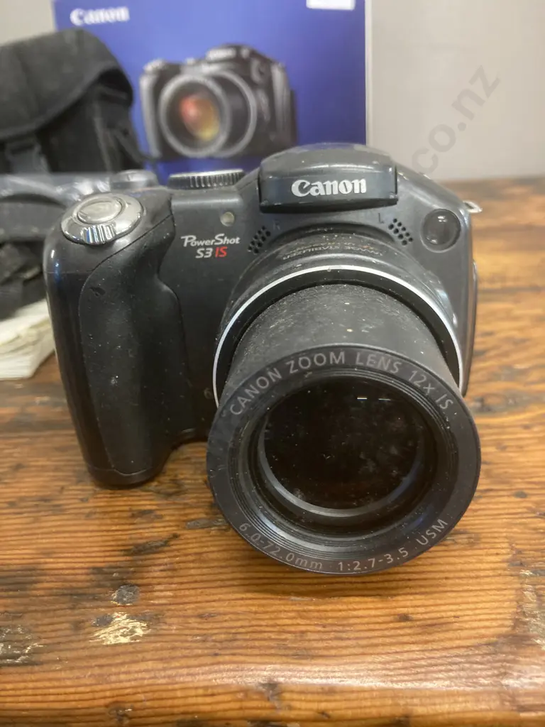 Canon Powershot S3 IS Digital Camera - 6MP Sensor, 12 x Optical Zoom Lens With Box, Manual, Case, Solution Disc Image 1++