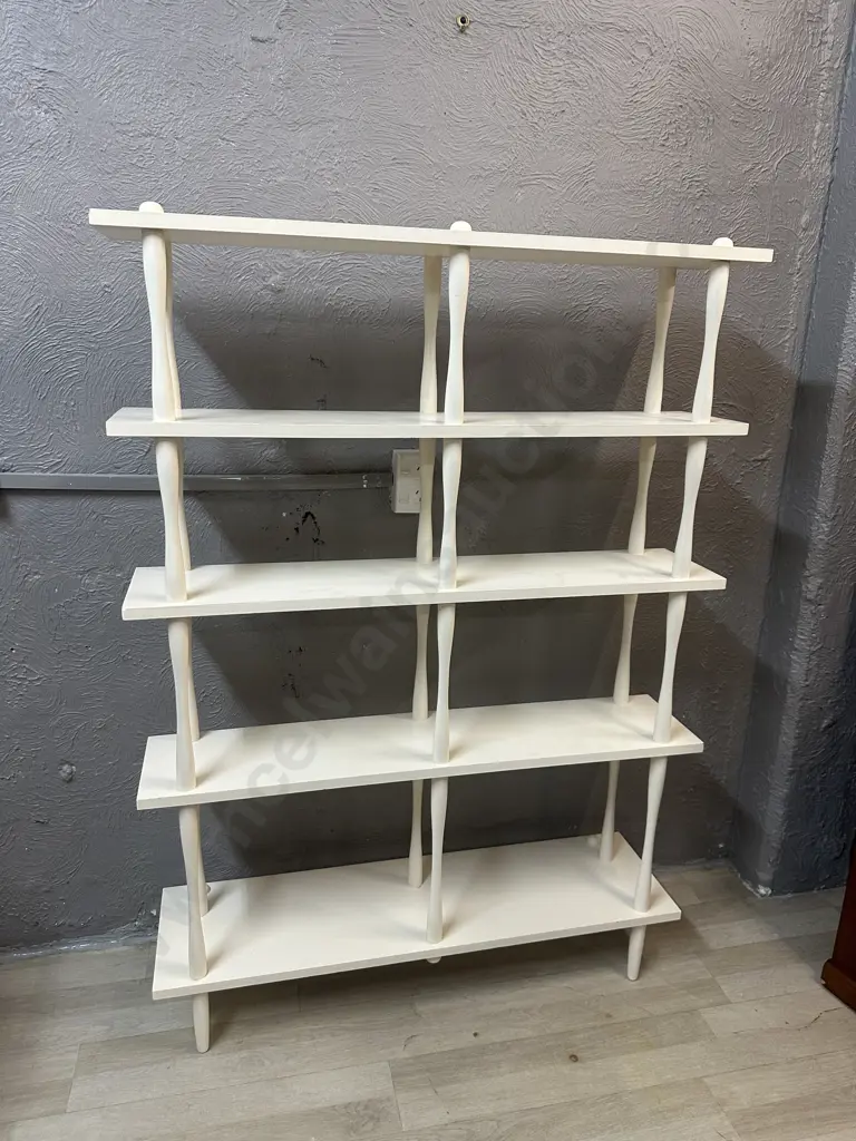 Mid Century Modular Bookcase Painted White. H143 W102 D21.5cm Image 1++