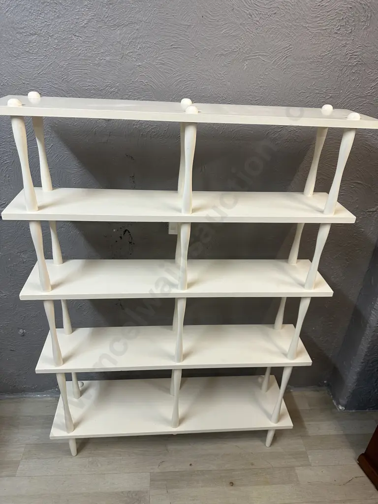 Mid Century Modular Bookcase Painted White. H143 W102 D21.5cm Image 1++