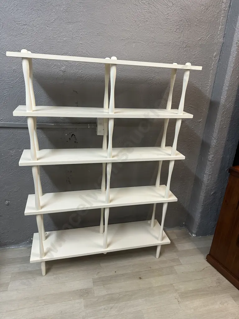 Mid Century Modular Bookcase Painted White. H143 W102 D21.5cm Image 1++