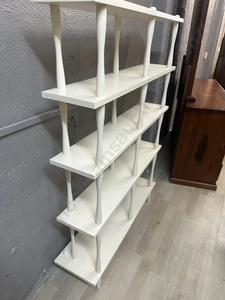 Mid Century Modular Bookcase Painted White. H143 W102 D21.5cm Image 1++